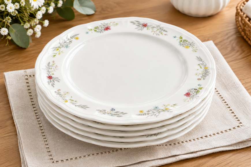 Набір 6 порцелянових тарілок Flower Motives D20.5*2см G-HOME K282 фото
